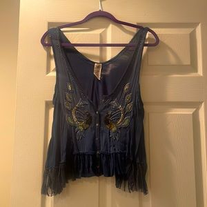 Beautiful beaded free people blouse! Barely worn